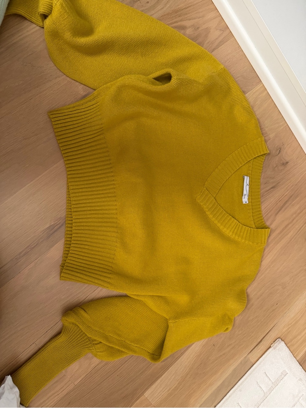 Women's V-Neck Sweater in Mustard Yellow
